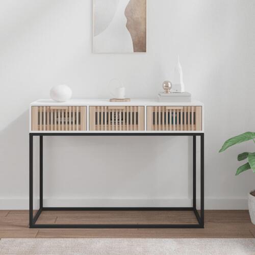 Konsolbord 105x30x75 cm konstrueret træ og jern hvid