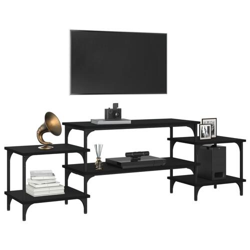 Tv-bord 157x35x52 cm konstrueret træ sort