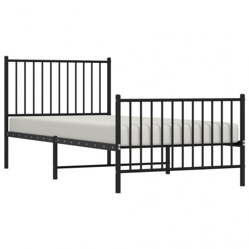 Sengeramme i metal med gavl og fodgærde 90x200 cm - sort