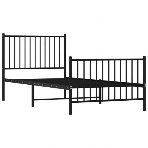 Sengeramme i metal med gavl og fodgærde 90x200 cm - sort