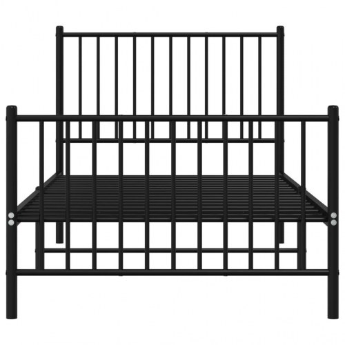 Sengeramme i metal med gavl og fodgærde 90x200 cm - sort