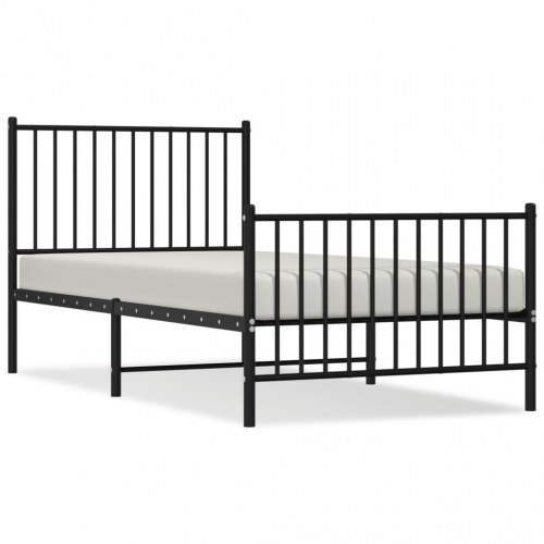 Sengeramme med gavl og fodgærde 90×190 cm - metal, sort