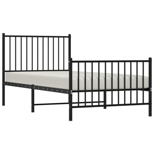 Sengeramme med gavl og fodgærde 90×190 cm - metal, sort