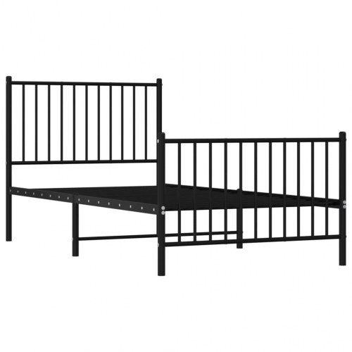 Sengeramme med gavl og fodgærde 90×190 cm - metal, sort