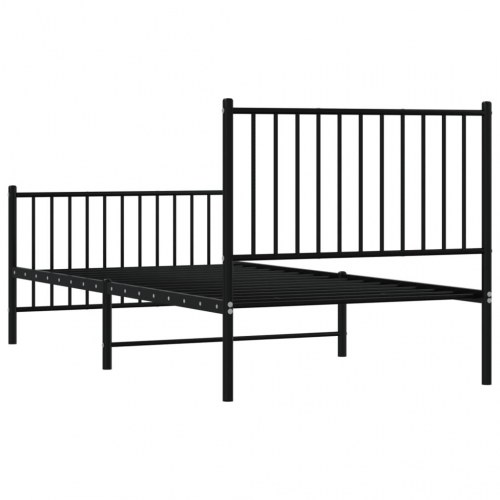 Sengeramme med gavl og fodgærde 90×190 cm - metal, sort