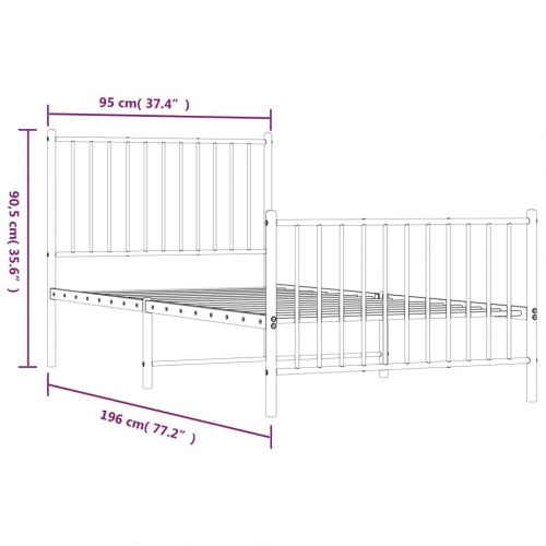 Sengeramme med gavl og fodgærde 90×190 cm - metal, sort