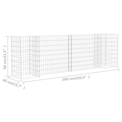 H-formet gabion-plantekasse 260x40x80 cm stål