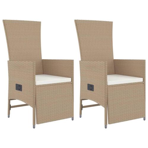 Spisebordssæt til haven 3 dele med hynder polyrattan beige