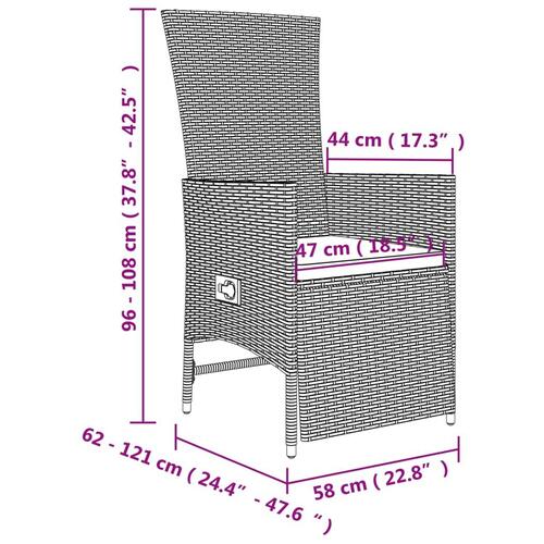 Spisebordssæt til haven 3 dele med hynder polyrattan beige