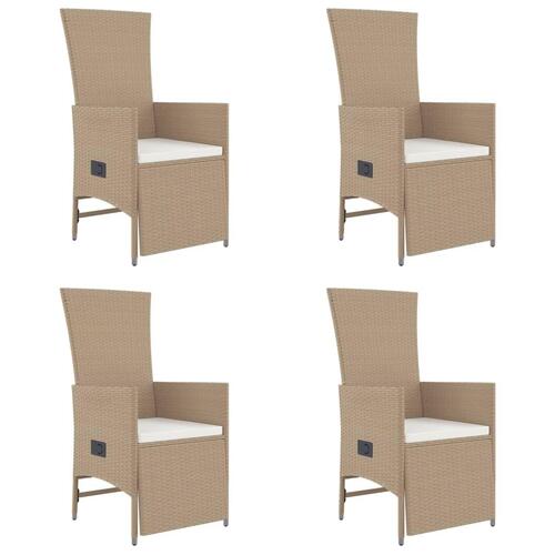 Spisebordssæt til haven 5 dele med hynder polyrattan beige