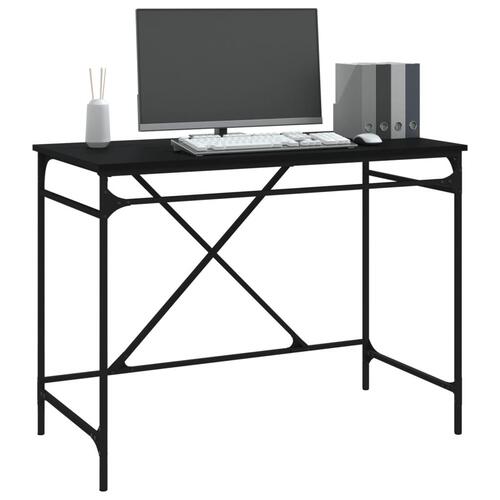 Skrivebord 100x50x75 cm konstrueret træ og jern sort