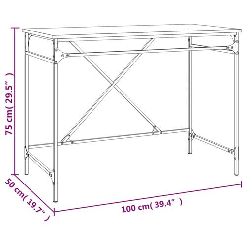 Skrivebord 100x50x75 cm konstrueret træ og jern sort