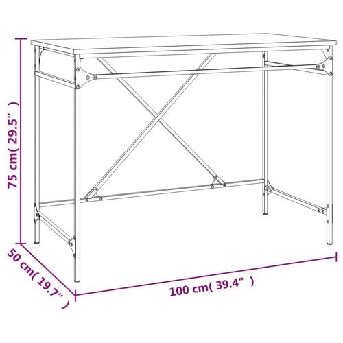 Skrivebord 100x50x75 cm konstrueret træ og jern røget eg