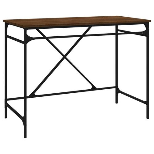 Skrivebord 100x50x75 cm konstrueret træ og jern brunt eg