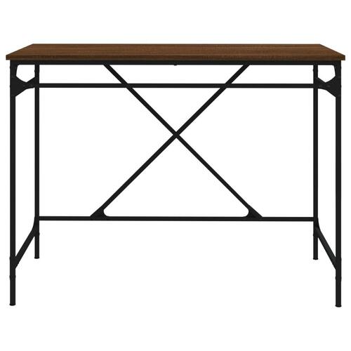 Skrivebord 100x50x75 cm konstrueret træ og jern brunt eg