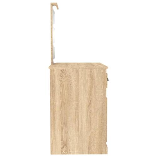 Makeupbord med LED-lys 90x50x132,5 cm konstrueret træ sonoma-eg