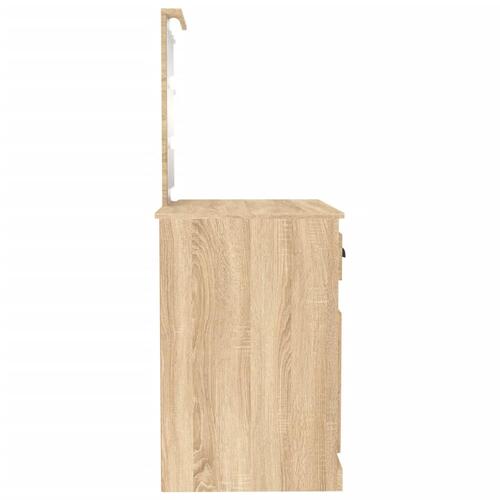 Makeupbord med LED-lys 90x50x132,5 cm konstrueret træ sonoma-eg