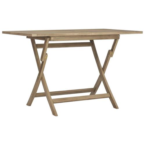 Foldbart havebord 120x70x75 cm massivt teaktræ grå