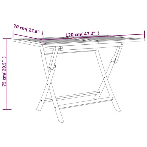 Foldbart havebord 120x70x75 cm massivt teaktræ grå