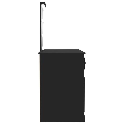Makeupbord med LED-lys 90x50x132,5 cm konstrueret træ sort