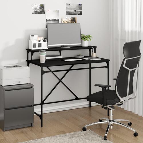 Skrivebord 100x50x90 cm konstrueret træ og jern sort