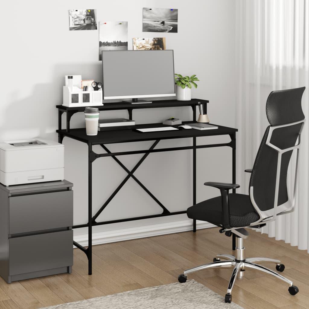 Skrivebord 100x50x90 cm konstrueret træ og jern sort