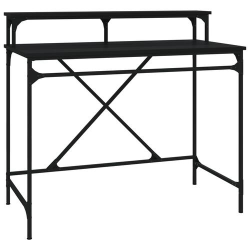 Skrivebord 100x50x90 cm konstrueret træ og jern sort