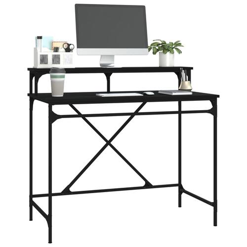 Skrivebord 100x50x90 cm konstrueret træ og jern sort
