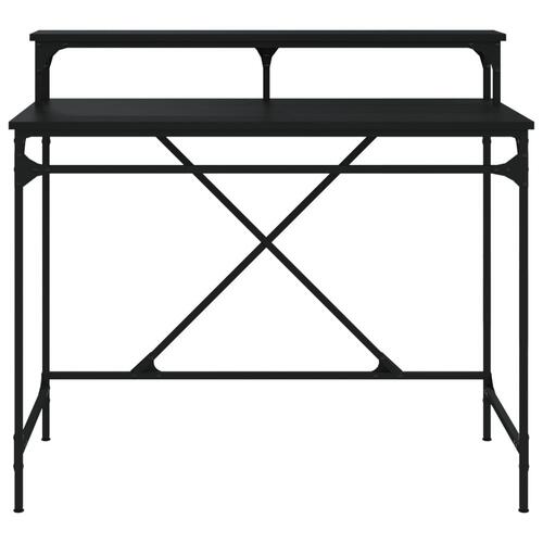 Skrivebord 100x50x90 cm konstrueret træ og jern sort