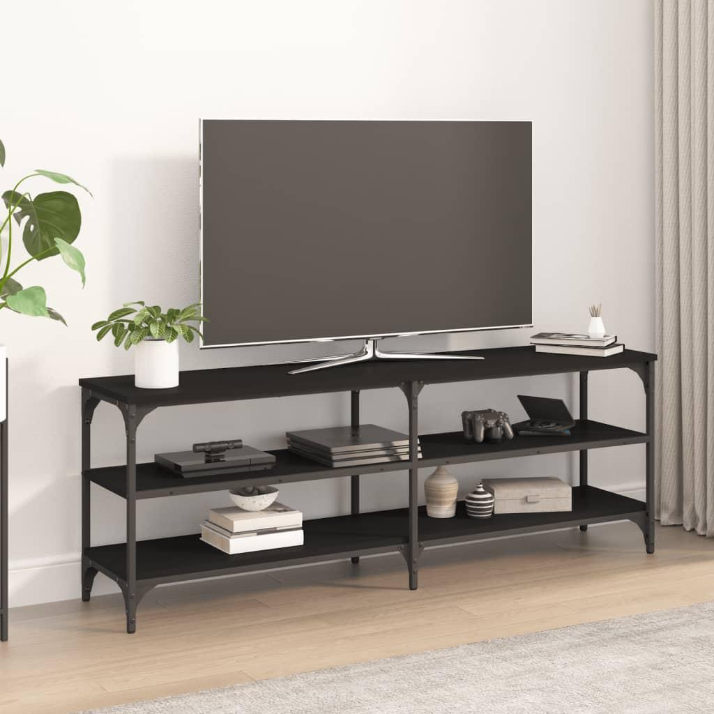 Tv-bord 140x30x50 cm konstrueret træ sort