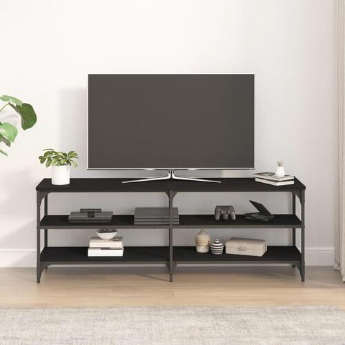 Tv-bord 140x30x50 cm konstrueret træ sort