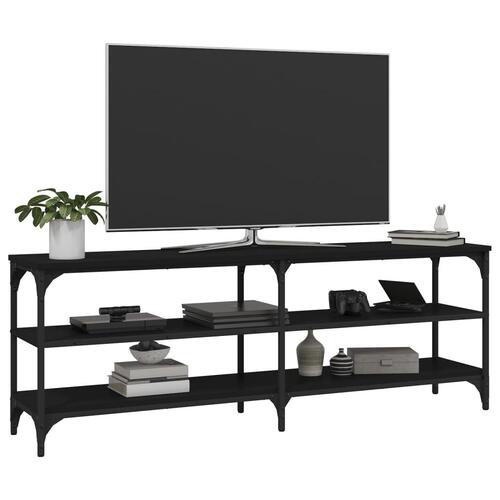 Tv-bord 140x30x50 cm konstrueret træ sort