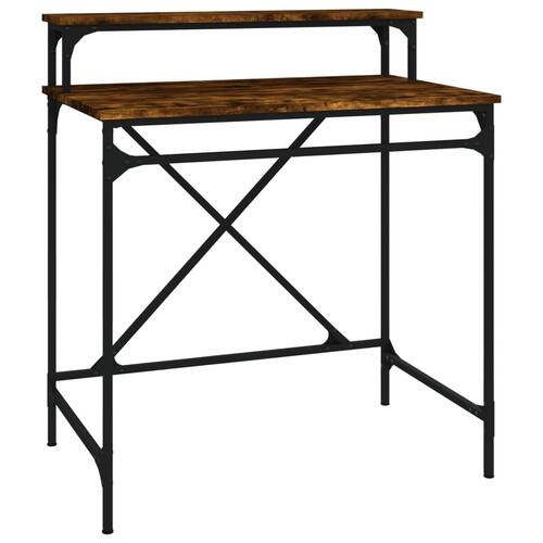 Skrivebord 80x50x90 cm konstrueret træ og jern røget eg