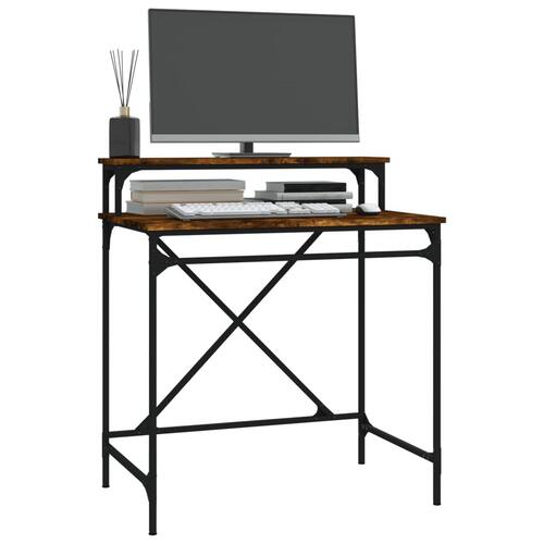 Skrivebord 80x50x90 cm konstrueret træ og jern røget eg
