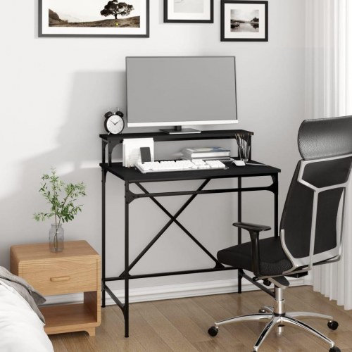 Skrivebord i sort konstrueret træ og jern - 80 × 50 × 90 cm