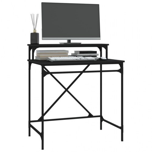 Skrivebord i sort konstrueret træ og jern - 80 × 50 × 90 cm