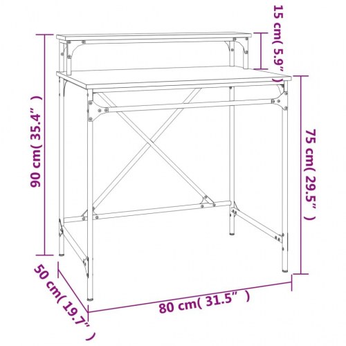 Skrivebord i sort konstrueret træ og jern - 80 × 50 × 90 cm