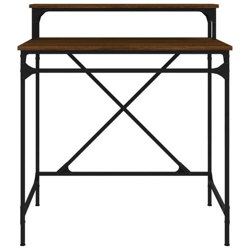 Skrivebord 80x50x90 cm konstrueret træ og jern brun eg