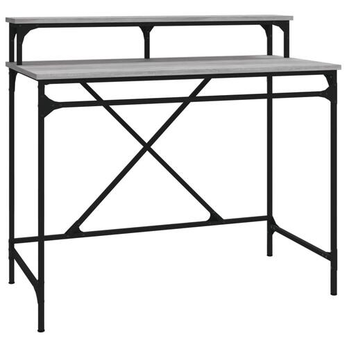 Skrivebord 100x50x90 cm konstrueret træ og jern grå sonoma-eg