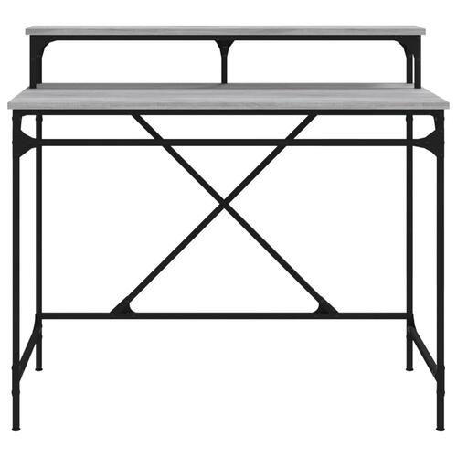 Skrivebord 100x50x90 cm konstrueret træ og jern grå sonoma-eg