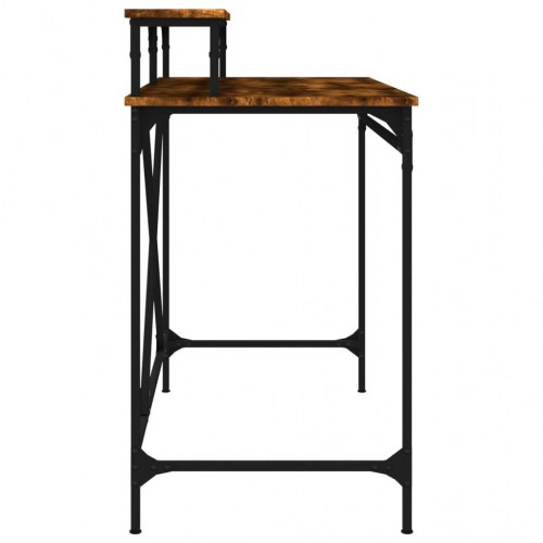 Skrivebord 100 × 50 × 90 cm i konstrueret træ og jern - røget eg, med skærmhylde
