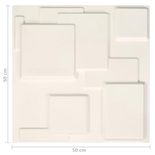 Vægpaneler 12 stk. 3D 0,5x0,5 m 3 m²