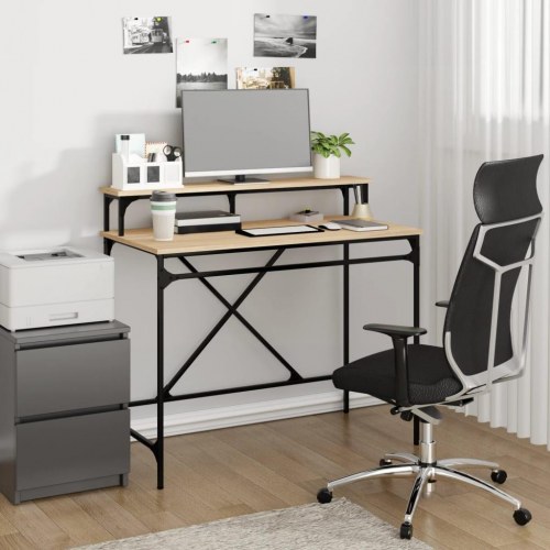 Skrivebord 100×50×90 cm i konstrueret træ og jern - sonoma-eg, industrielt design