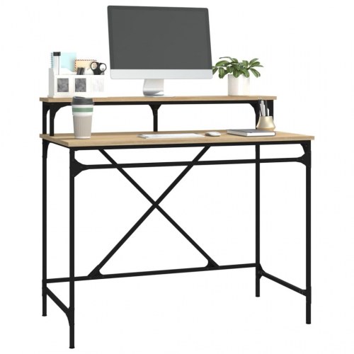 Skrivebord 100×50×90 cm i konstrueret træ og jern - sonoma-eg, industrielt design