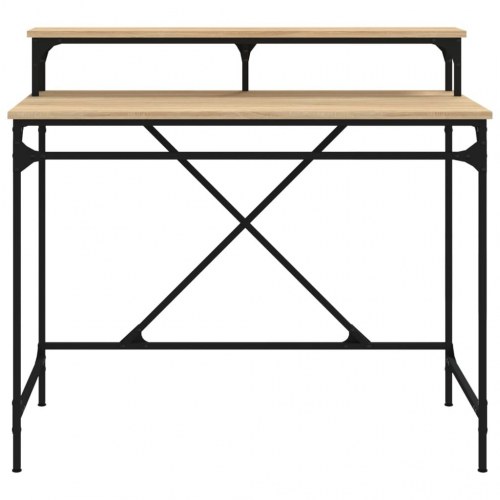 Skrivebord 100×50×90 cm i konstrueret træ og jern - sonoma-eg, industrielt design