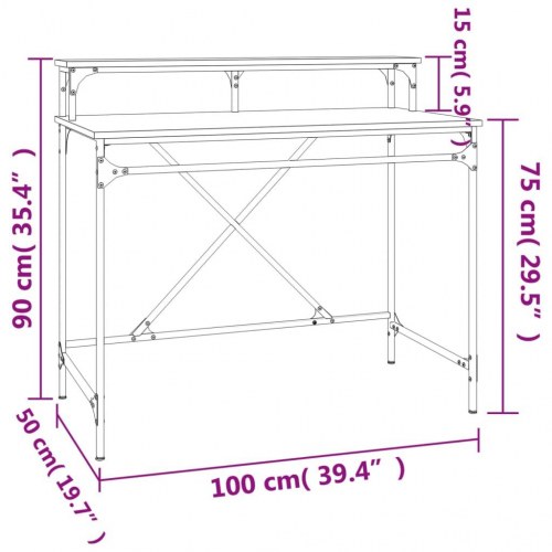 Skrivebord 100×50×90 cm i konstrueret træ og jern - sonoma-eg, industrielt design