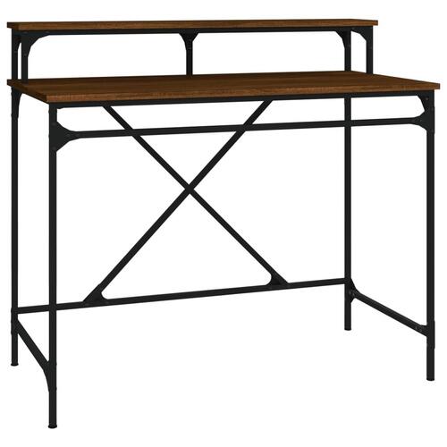 Skrivebord 100x50x90 cm konstrueret træ og jern brun eg