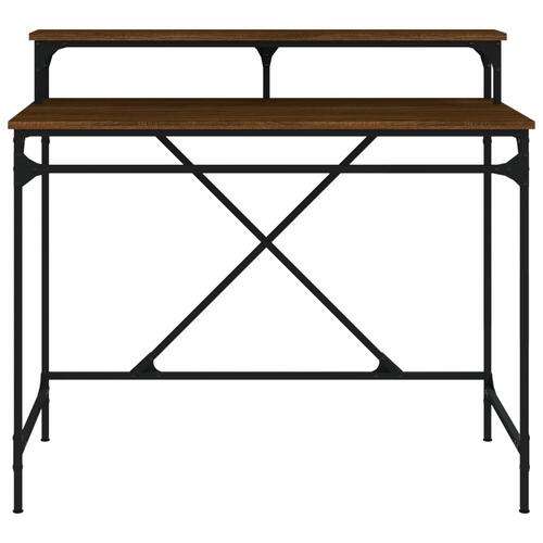 Skrivebord 100x50x90 cm konstrueret træ og jern brun eg