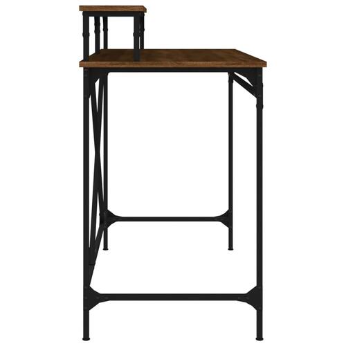 Skrivebord 100x50x90 cm konstrueret træ og jern brun eg