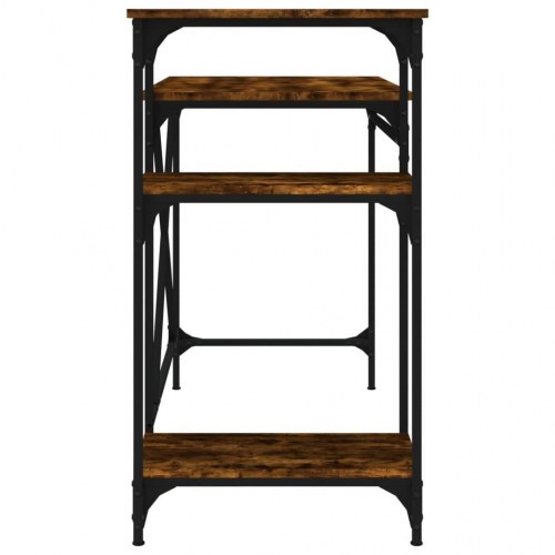 Skrivebord med hylder 105×50×90 cm - røget eg, konstrueret træ og jern